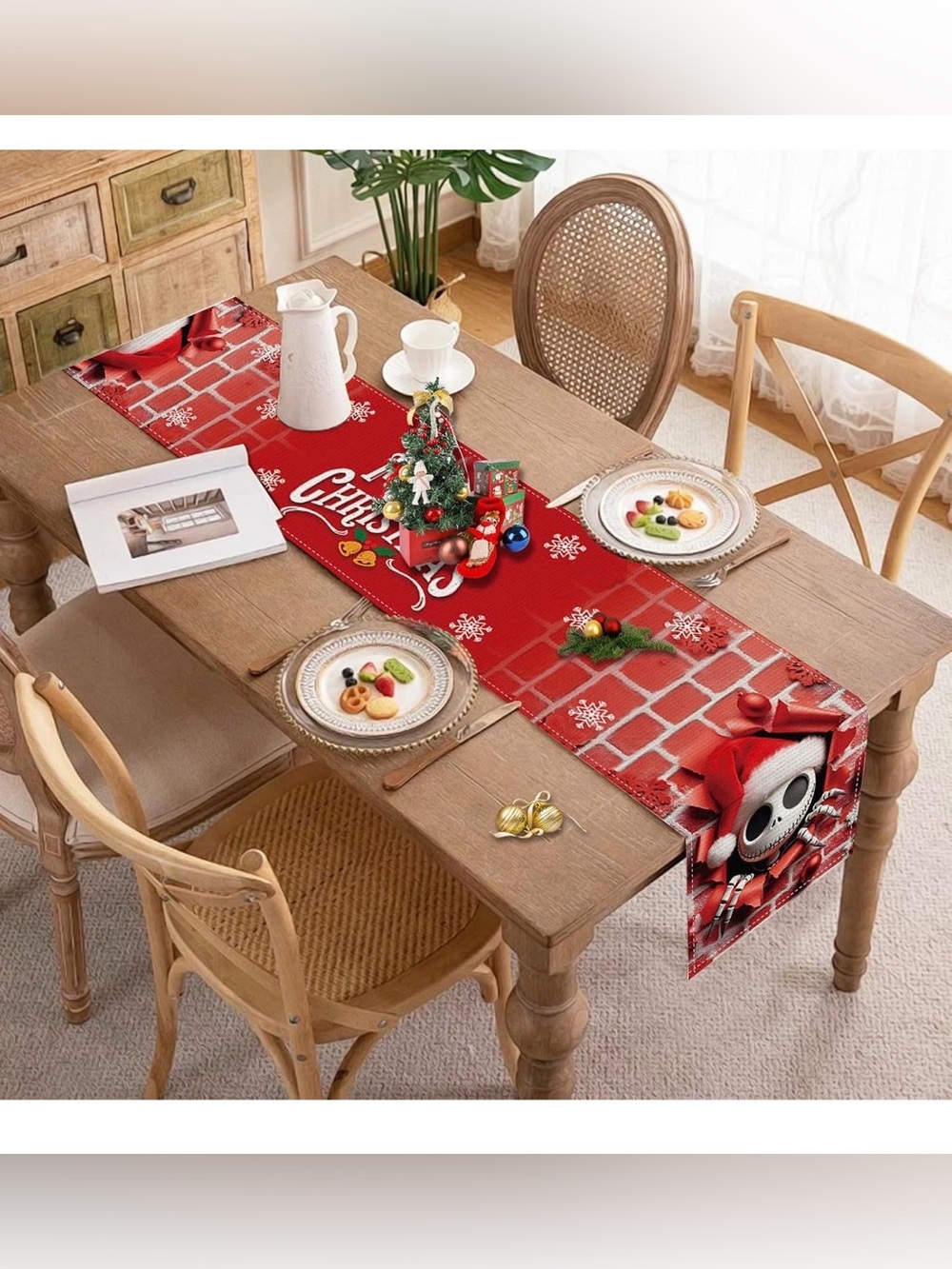 Disney The Nightmare Before Christmas Holiday Table Runner Santa 13x72 NEW - Picture 4 of 8